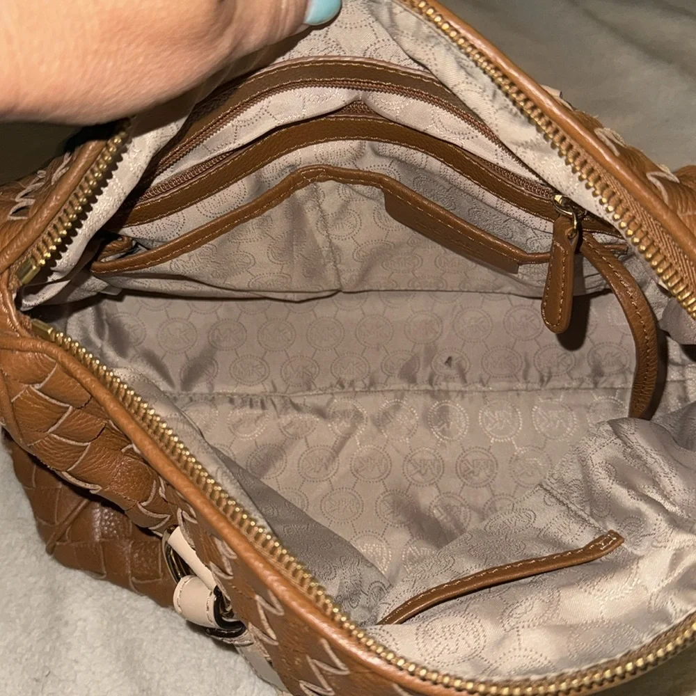 Women’s Michael Kors Tan Woven Leather Satchel Bag